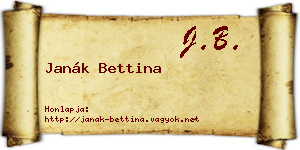 Janák Bettina névjegykártya